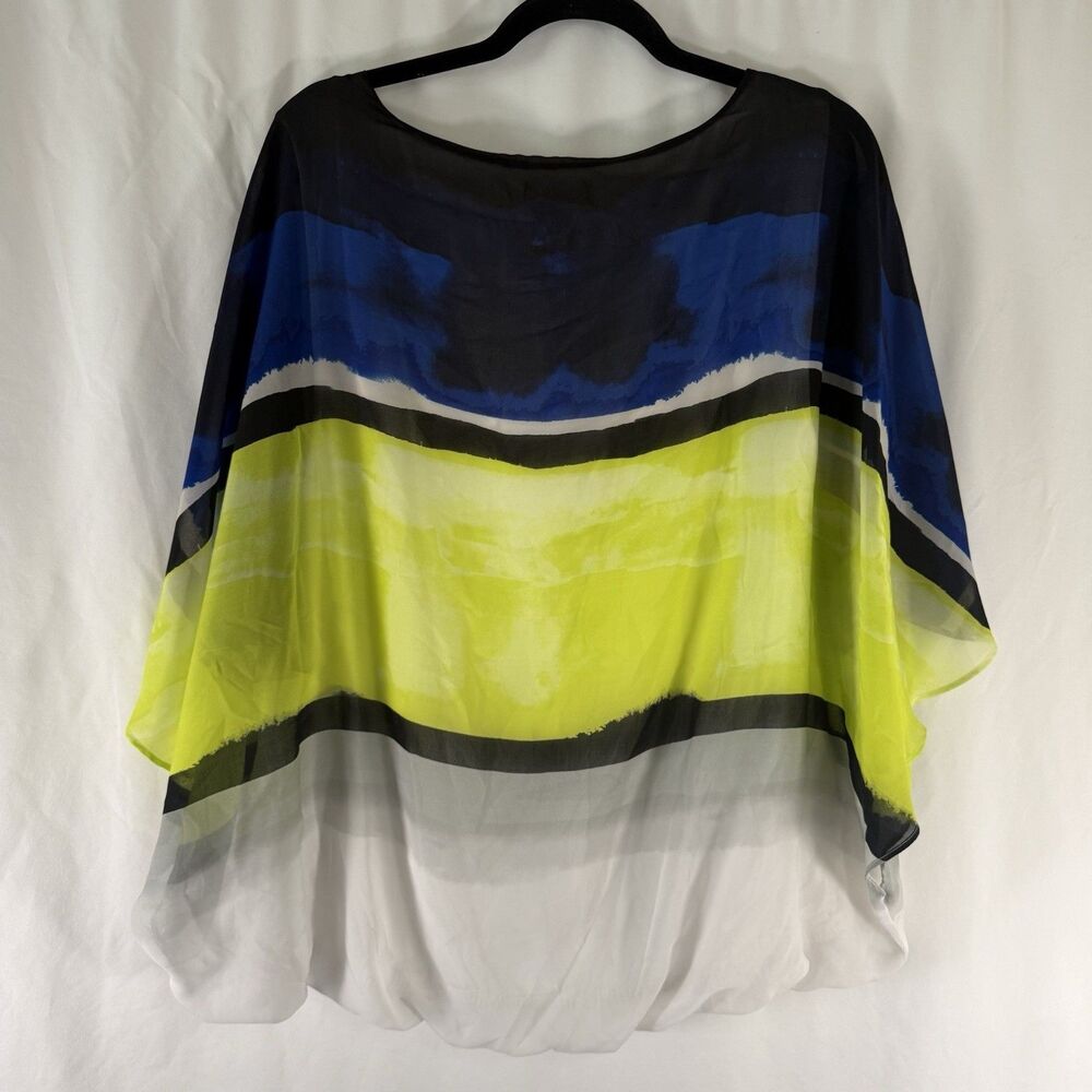 New Alfani Blouse Women's 2X Sheer Sleeve Elastic Bottom Round Neck Short Sleeve - Picture 10 of 10